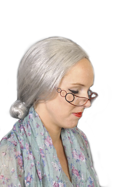 Grey granny wig outlet with bun